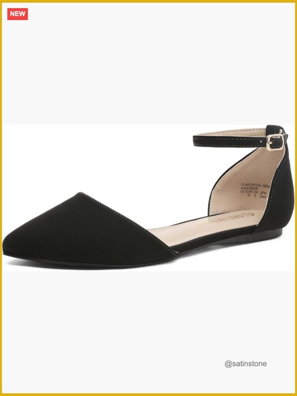 Pointed D'orsay Ballet Flats With Adjustable Ankle Strap